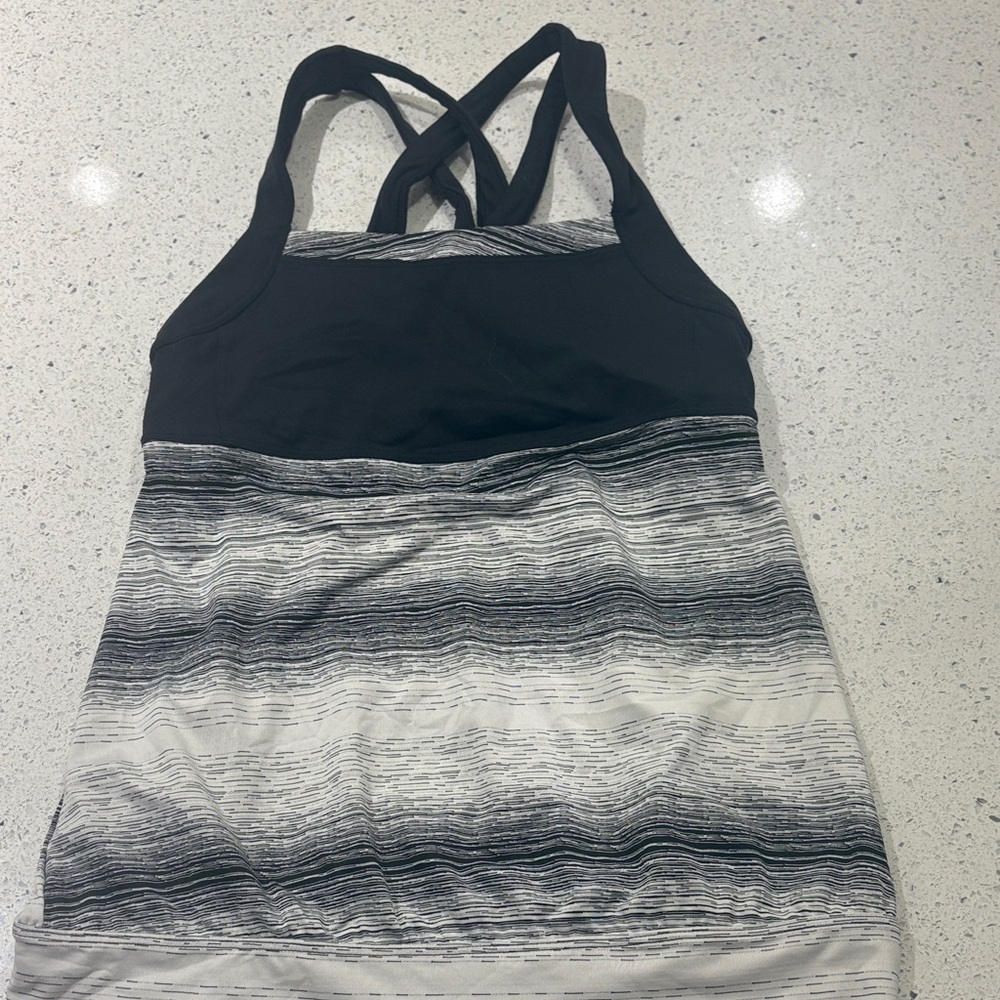 Athleta -Black and Gray Striped Tank Top - size S